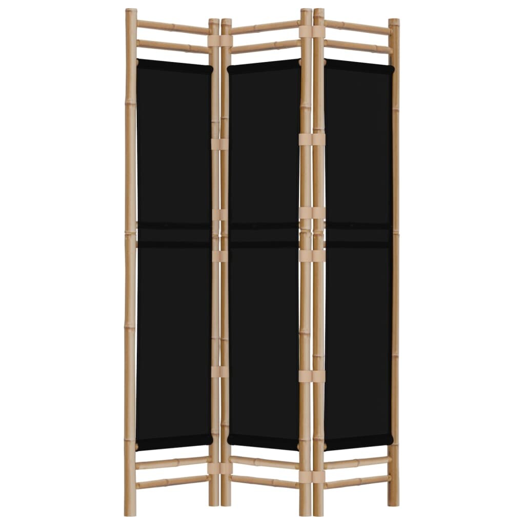 Décoshop26 - Paravent séparateur de pièce cloison pliante 3 panneaux 120 cm bambou et toile noir DEC031187