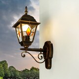 thumbnail of Licht-Erlebnisse Außenwandlampe SALZBURG M Glas Tiffany Rot Schwarz Antik IP44 nostalgische Wandleuchte Hof Garten, 3355H red-black + G(A2) figured