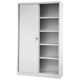 thumbnail of BISLEY ECO Schiebetürenschrank aus Metall abschließbar 5 OH in lichtgrau Aktenschrank Werkzeugschrank Schrank mit Schiebetüren