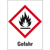 thumbnail of Aufkleber I Gefahrensymbol Flamme GHS 02, Gefahr, Folie, 26x37mm, 500/Rolle, GHS-Verordnung