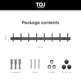 thumbnail of TOJ Living Perchero de pared – 16 ganchos – 62 cm – acero inoxidable – negro mate – colgador
