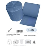 thumbnail of Putztuchrolle, 3-lagig, 36 cm x 1000 Blatt, blau, Zellstoff verklebt, 1 Rolle/Pack