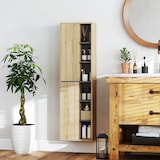 thumbnail of HOMCOM columna de baño de pared armario de baño con compartimentos abiertos y 2 puertas mueble de baño moderno 40x24x141,5 cm natural