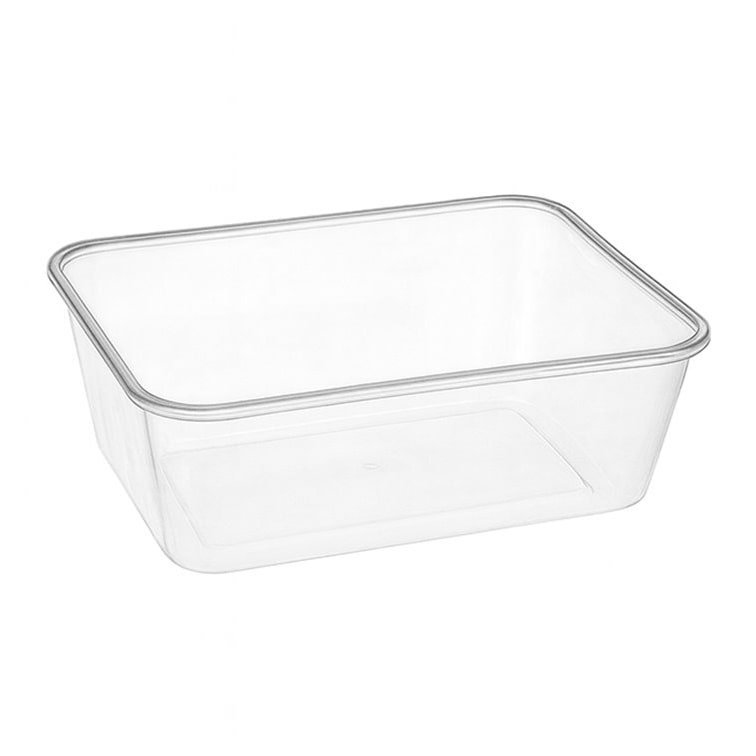 MONOUSO - Envase Rectangular Plástico PP Transparente 750ml 17,4x11,6x5,5cm (500 Uds)