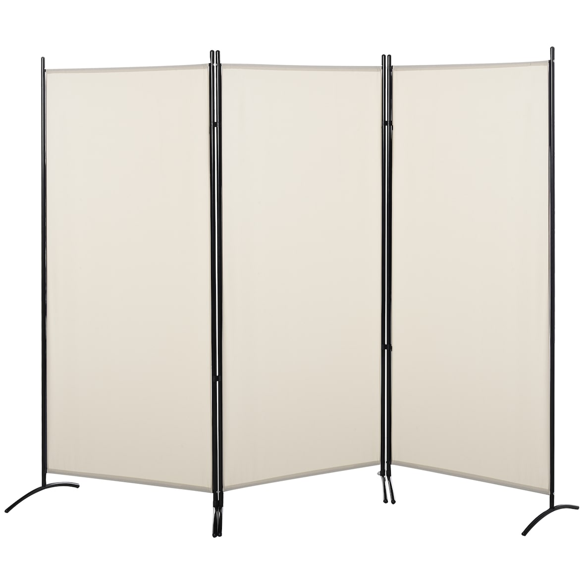 Biombo de 3 paneles biombo separador de ambientes 253x50x182 cm divisor de habitación plegable con 6 pies de metal beige