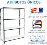 thumbnail of SimonRack Estantería Metálica, 1500x900x400 mm, 4 Alturas, Bandeja Metal, 180 kg de Punto Flexión, Antracita/Blanco - Simonclick