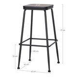 thumbnail of MISTERWILS Taburete Alto De Metal Y Madera Bayarti 42x77x42 77x42x42 Negro