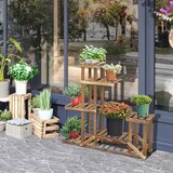 thumbnail of Outsunny Scaffale Porta Piante e Fiori a 6 Livelli Asimmetrico, Fioriera Verticale in Legno per Giardino e Casa, Colore Naturale