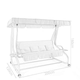 thumbnail of Dondolo 3 Posti Reclinabile Tettuccio Parasole Regolabile Cuscini Imbottiti Diventa Letto Struttura Robusta In Acciaio 200 x 120 x 160 cm Beige