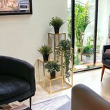 thumbnail of DanDiBo Blumentreppe Metall Gold 82 cm Pflanzentreppe Blumenständer 96505 Blumensäule Modern Pflanzenständer Blumenhocker