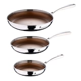 thumbnail of MASTERPRO Set 3 padelle 20+24+28cm multistrato in acciaio antiaderente per induzione con manico ergonomico linea Giro3 Gold