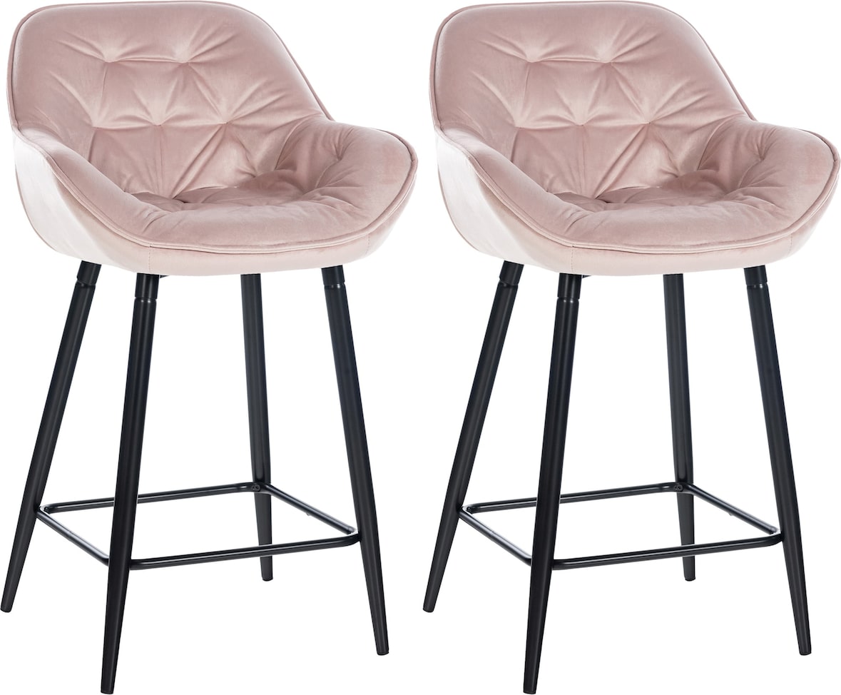 2er Set Barhocker Gibson Samt Sitzhöhe 76 cm pink