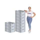 thumbnail of PROREGAL SparSet 10x Eurobox NextGen Grip mit Auflagedeckel & 4 schwarzen Verschlüssen, HxBxT 22x40x60cm, 44L, Grau, Griffe offen, Eurobehälter