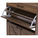 thumbnail of Schuhkipper HWC-P45, Schuhregal Schuhschrank, 2 Kippfächer Ablage Schublade MDF 95x60x24cm ~ braun