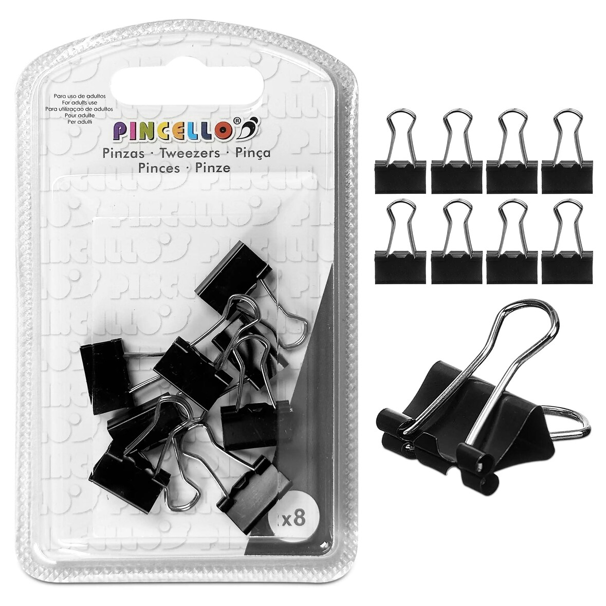 Confezione da 8 clip piccole in metallo | Set di clip colorate nere per l'organizzazione di documenti e cartelle in ufficio, a casa, nello studio