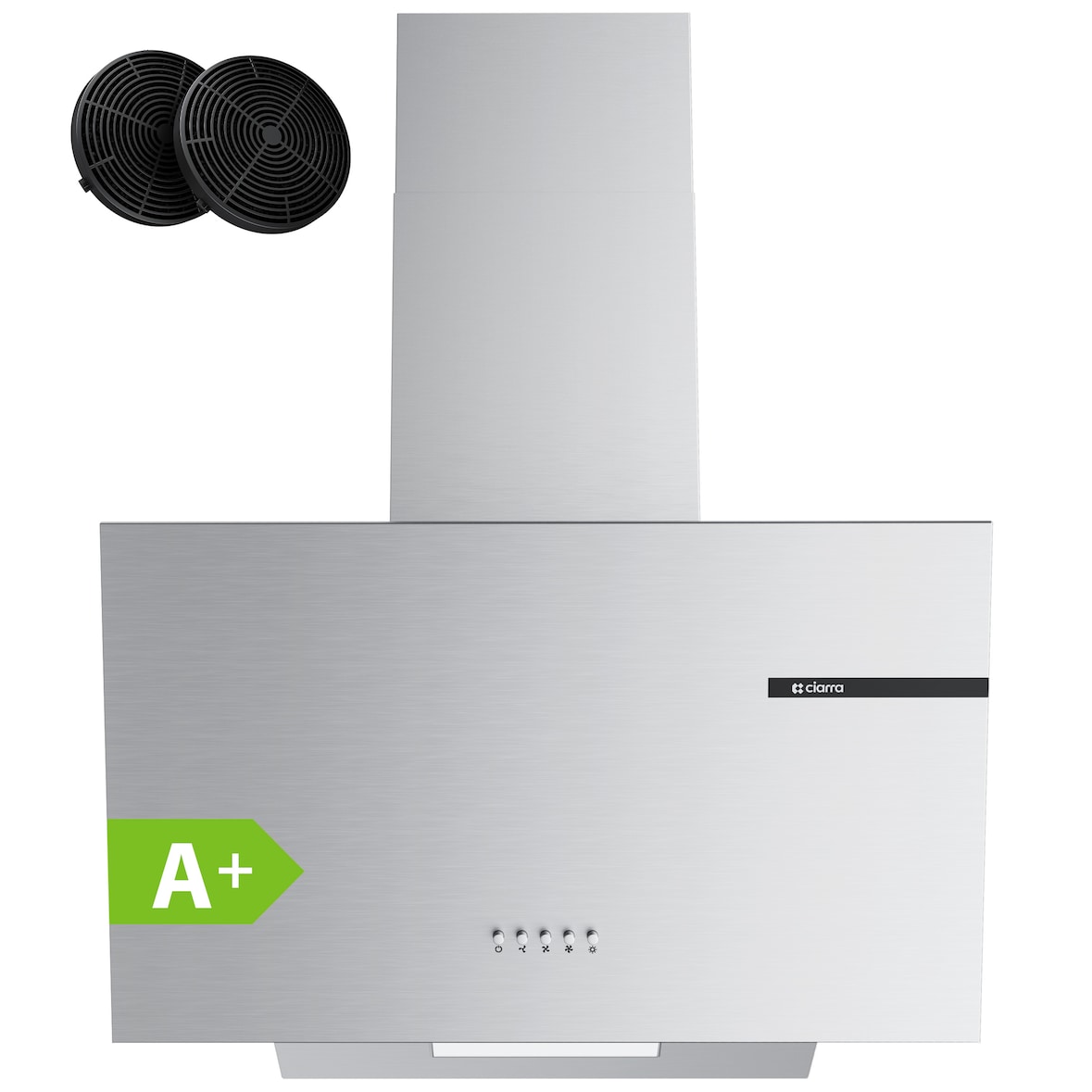 CIARRA Kopffreihaube, Schräge Dunstabzugshaube, A+ Max. 580m³/h 60cm 3 Stufen, Umluft & Abluft VM6765AS