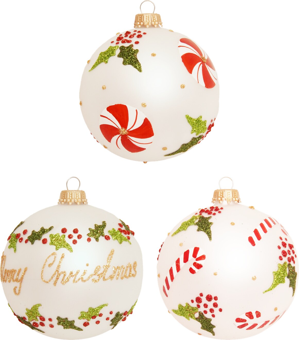 Kugeln Merry Christmas, Silber Satin, 8cm