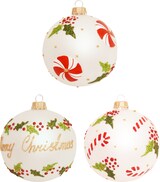 thumbnail of Kugeln Merry Christmas, Silber Satin, 8cm