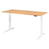 thumbnail of bümö elektrisch höhenverstellbarer Schreibtisch 180x80 cm in Buche, Gestell weiß - Sitz & Stehschreibtisch mit Memoryfunktion, elektrischer Stehtisch
