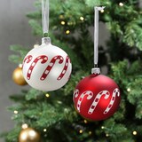 thumbnail of Christbaumkugel Zuckerstange Weihnachtskugel Glas D: 8cm matt rot