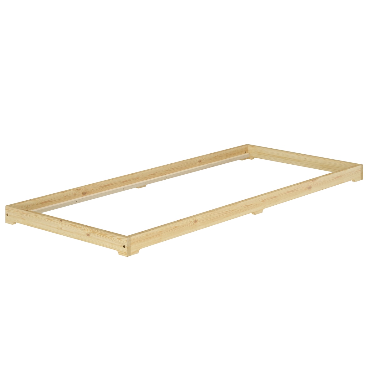 Bettrahmen Bodenbett Futon extra niedriges Holzbett 90x200 Kiefer lackiert V-60.47K-09 Rollrost und Matratze inkl.