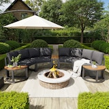 thumbnail of Merax Modulares Gartenmöbel-Set für 4-6 Personen, Loungesessel-Set, 4x Doppelsofa mit Polstern & Kissen, 3x kleine Couchtische, rundes Sofa, Grau