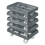 thumbnail of 5 Stück Transportroller für Kisten 60 x 40 cm mit 2 Bock- und 2 Lenkrollen in grau