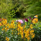 thumbnail of Relaxdays Beetzaun, 4-teilige Beetumrandung für Garten, Dekozaun Metall, antike Verzierungen, HxB: 32 x 186 cm, schwarz