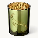 thumbnail of SALE Teelichtglas Sammy (Höhe 13 cm),  grün & goldfarben, Hirsch-Motiv