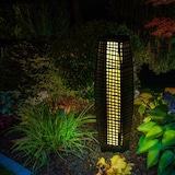 thumbnail of Outsunny linterna de jardín de ratán sintético luces solares exterior con luces LED encendido/apagado automático para terraza balcón patio 21x21x78 cm