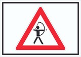 thumbnail of Achtung Bogenschießen Schild Symbol A5 Rückseite selbstklebend
