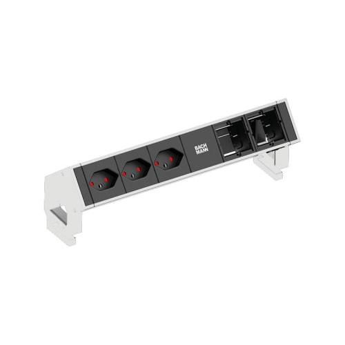 Bachmann DESK 2 3x Steckdose CH, 2x Custom Modul, inox (902.409)
