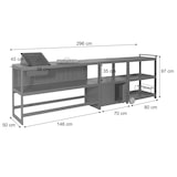 thumbnail of Aluminium Outdoor-Küche 3-teilig HWC-M64, Außenküche Garten Servierwagen Eiskübel Schrank ~ anthrazit, helle Holzoptik