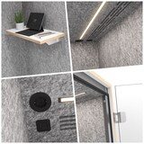 thumbnail of bümö quietlyCast Telefonbox in Weiß-Asteiche mit Schalldämmung, Beleuchtung & Stromanschlüssen, Telefonkabine als Raum-in-Raum System, Telefonzelle