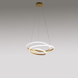 thumbnail of Diva - Luminária pendente LED regulável 39W - Design moderno em alumínio dourado escovado, luz quente 3000K, anéis entrelaçados d.50cm
