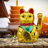 thumbnail of Relaxdays Winkekatze XXL Maneki Neko, batteriebetriebene winkende Pfote, Glücksbringer für Reichtum, Erfolg, 48 cm, gold