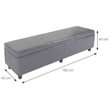 thumbnail of Asiento tipo banco con compartimento Kriens XXL, cuero + polipiel, 180x45x45cm ~ blanco