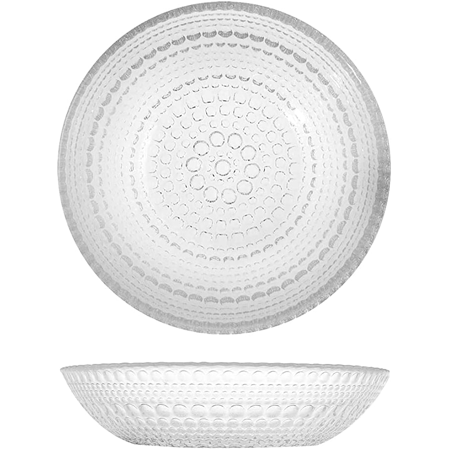 H&H Confezione 6 Piatti Fondi Venere Vetro, Trasparente, Cm 21