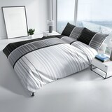 thumbnail of Bettwäsche 135x200 Grau Weiß Gestreift Mikrofaser Set