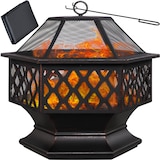 thumbnail of GARDEBRUK® Feuerschale mit Funkenschutz Schürhaken Abdeckung 70cm Stahl Feuerstelle Feuerkorb Terrassenofen Garten