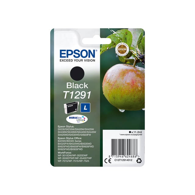 EPSON Cartouche Jet d'Encre DURABrite Ultra Noir ''Pomme'' (T1291) - C13T12914012