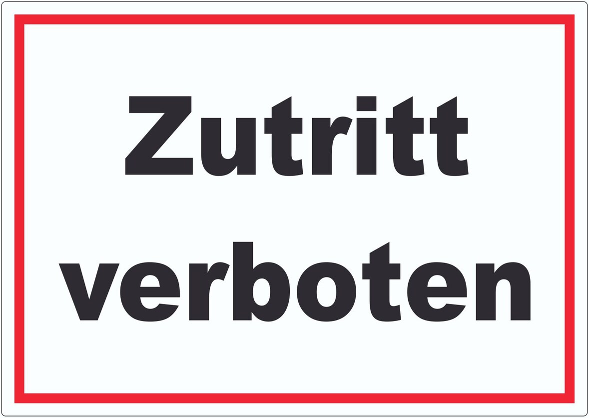 Zutritt verboten Schild schwarz-weiß-rot A4 Rückseite selbstklebend