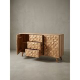 thumbnail of Sideboard REWA 140x78,5x40 cm Anrichte Massivholz Akazie Schrank Braun, Landhaus-Stil Kommode mit 3 Schubladen & 2 Türen, Flurschrank Echtholz,