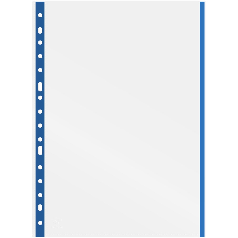 Bolsa 10 Fundas con indicador de color azul polipropileno extra, lomo reforzado, tamaño Folio, 16 taladros Grafoplás