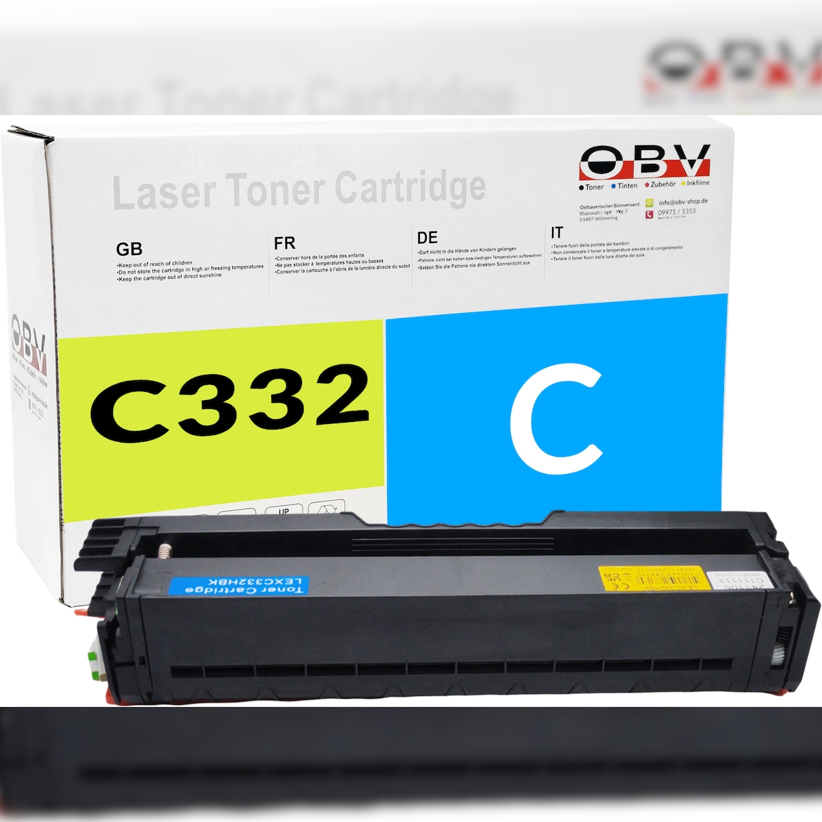 OBV Toner kompatibel für Lexmark C332 C3224dw Cyan