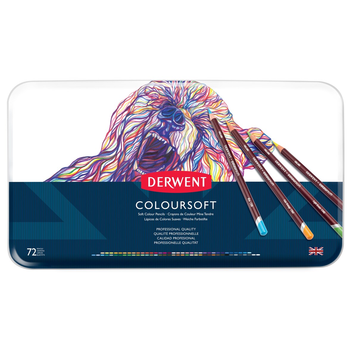 Caja metática de 72 lápices Derwent Coloursoft.