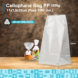 thumbnail of 100 Sacos de Celofane Transparente com Base de Cartão e Atilho 11x32 cm – Para 1500g de Doces, Bolachas e Presentes