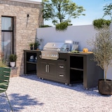 thumbnail of Cocina exterior de 3 piezas con barbacoa negra