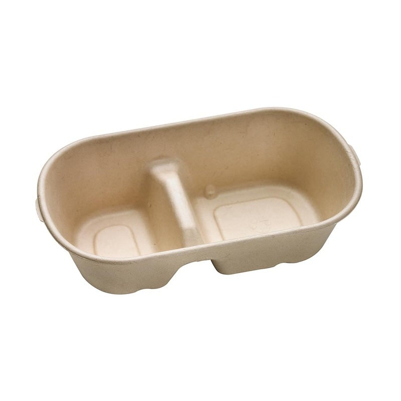 NVASE - 50Uds - Caja rectangular de fibra de caña de azúcar de 2 compartimentos 1000ml 235x130mm A60mm - NVS210APURC33BR