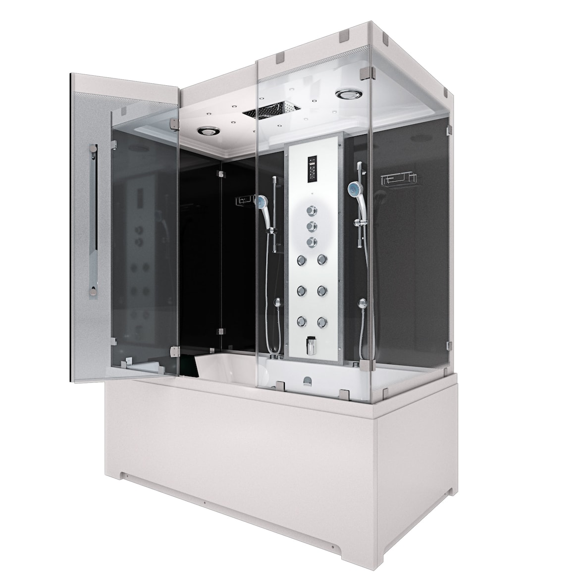 Kombination Badewanne Dusche K80-SW-TH-A-SC-EA Duschtempel 100x180 cm aktive Schlauch-Reinigung